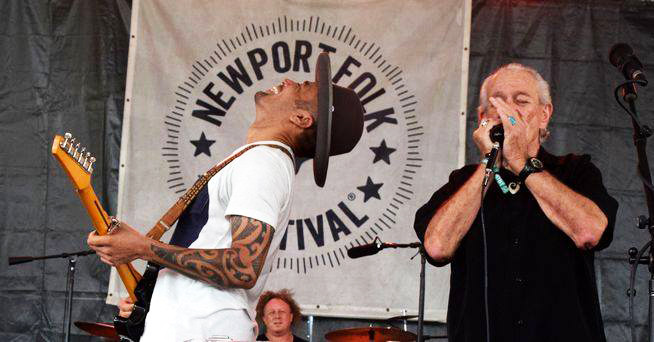 Ben Harper and Charlie Musselwhite perform at the 2018 Newport Folk Festival.